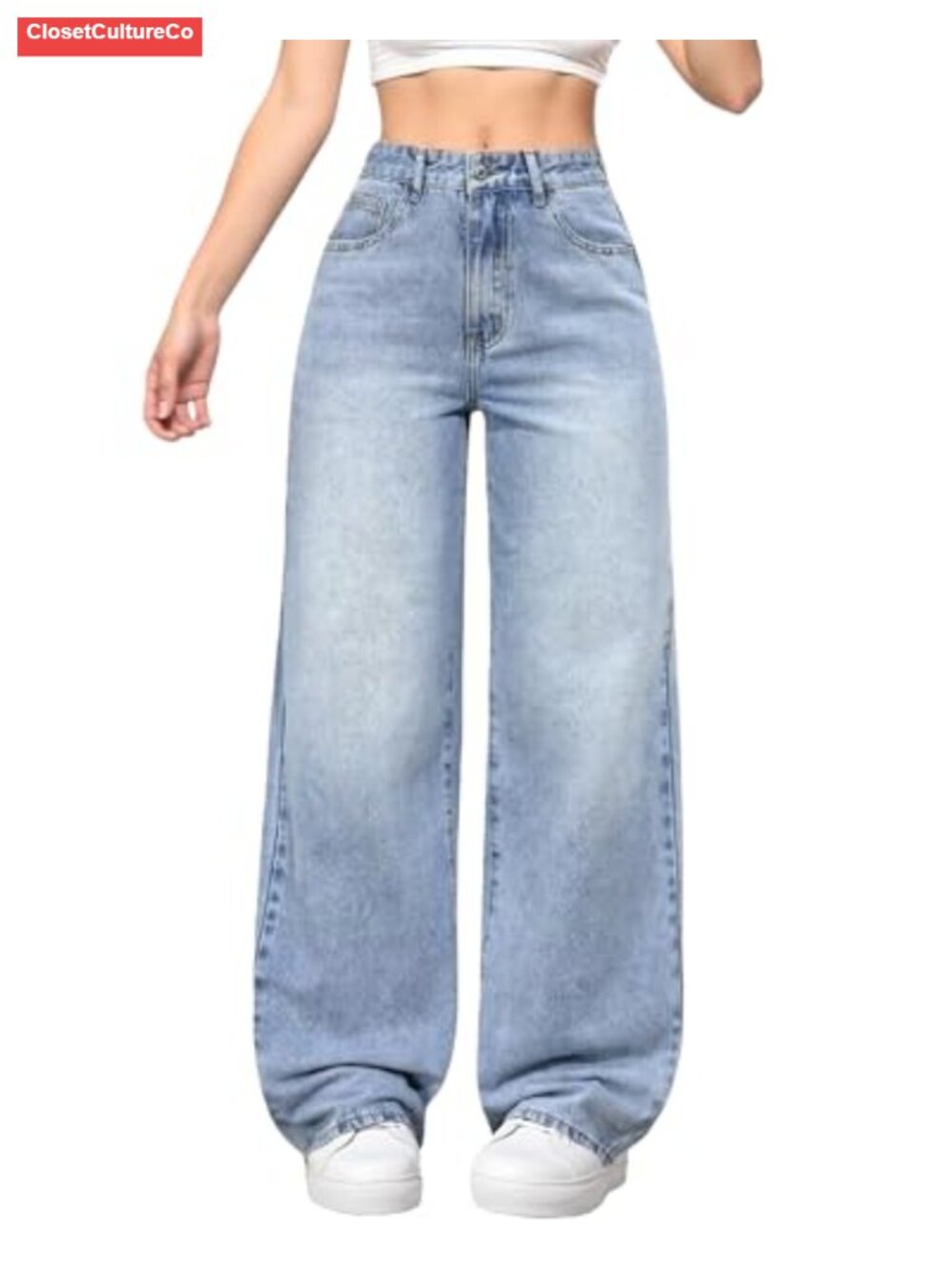 Wide Leg Cropped Boyfriend Baggy Jeans High Stretch Denim Y2K